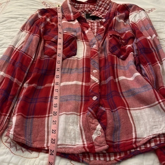 Bright festive red plaid Rails flannel - Picture 7 of 8